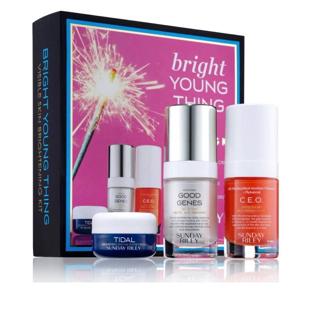 NEW Sunday Riley Skincare Set with Blue and Orange Accents